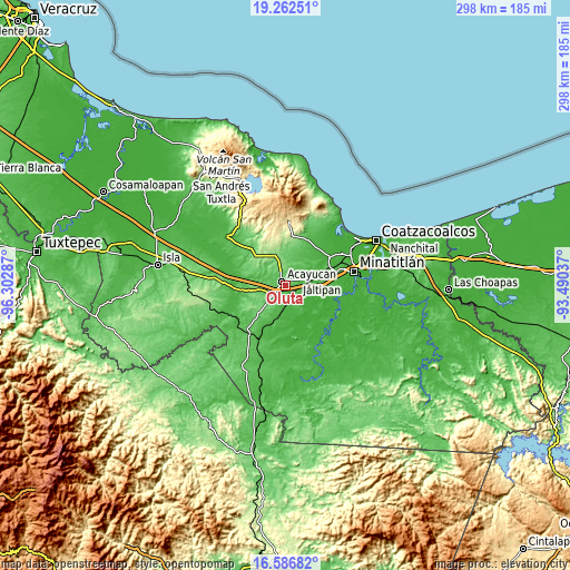 Topographic map of Oluta