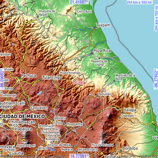 Topographic map of Olintla