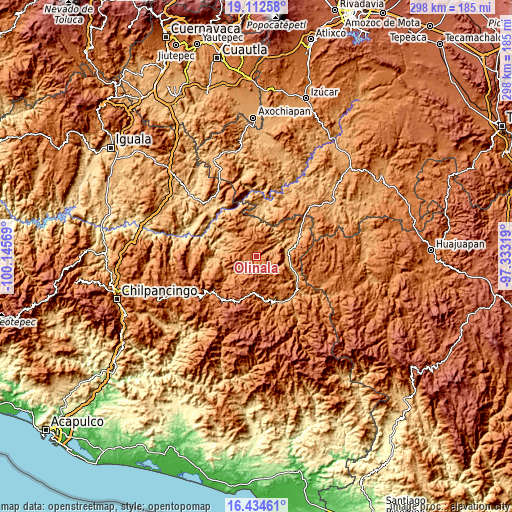 Topographic map of Olinalá