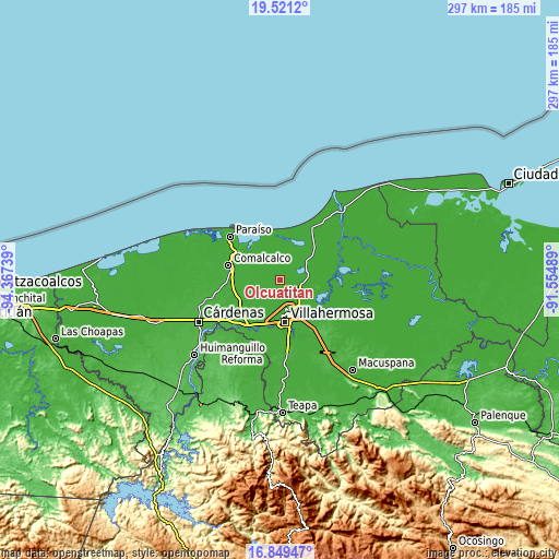 Topographic map of Olcuatitán