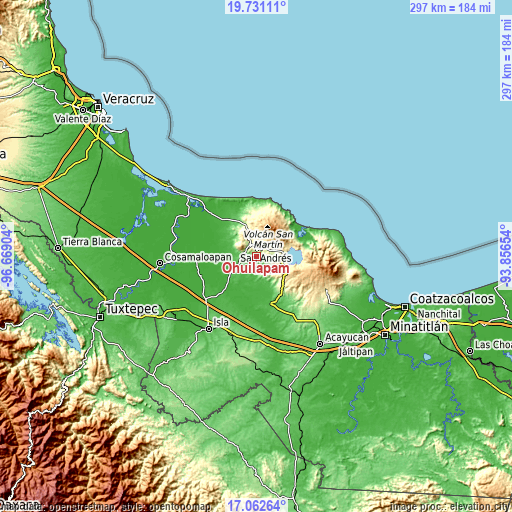 Topographic map of Ohuilapam