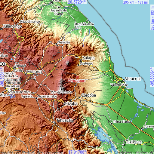 Topographic map of Ohuapan