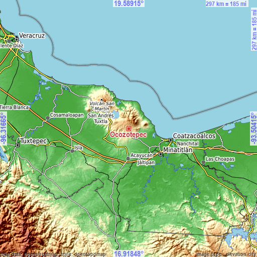 Topographic map of Ocozotepec