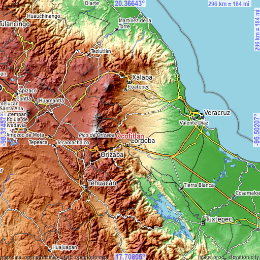 Topographic map of Ocotitlán