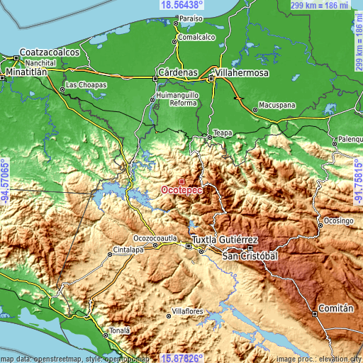 Topographic map of Ocotepec