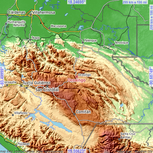 Topographic map of Ocosingo
