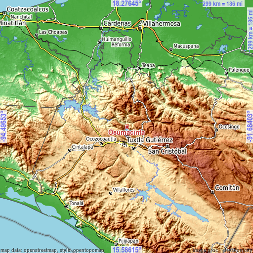 Topographic map of Osumacinta