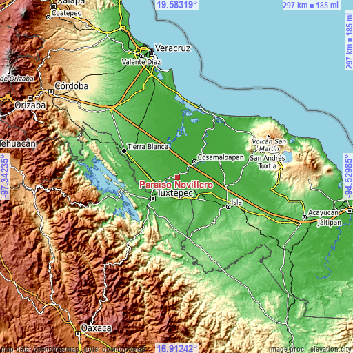 Topographic map of Paraiso Novillero