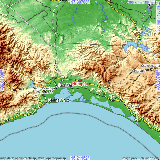 Topographic map of Niltepec