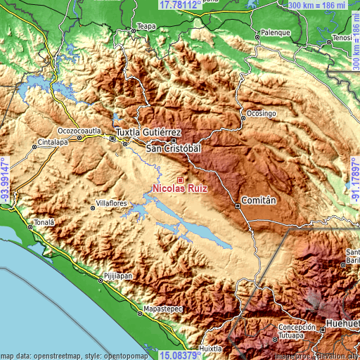 Topographic map of Nicolás Ruiz