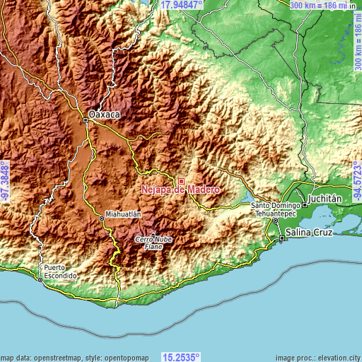 Topographic map of Nejapa de Madero