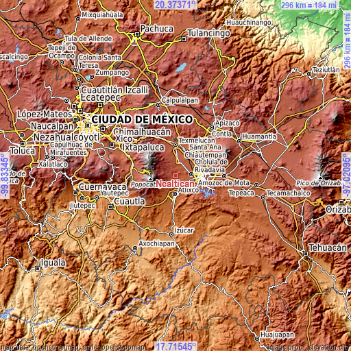 Topographic map of Nealtican