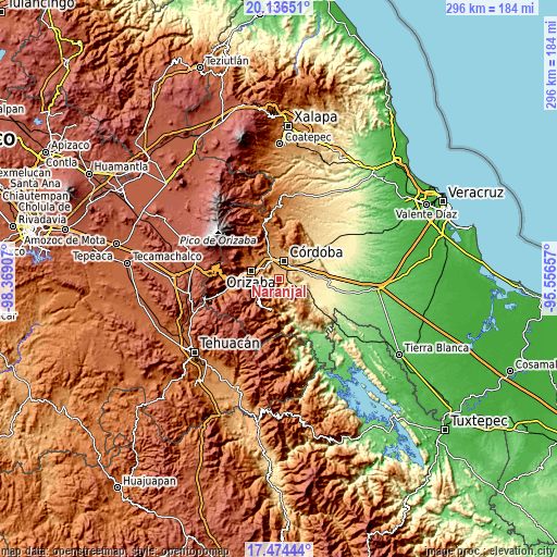 Topographic map of Naranjal