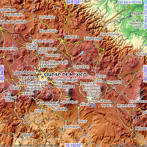 Topographic map of Ciudad de Nanacamilpa