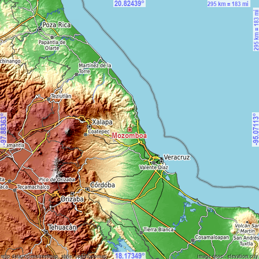 Topographic map of Mozomboa