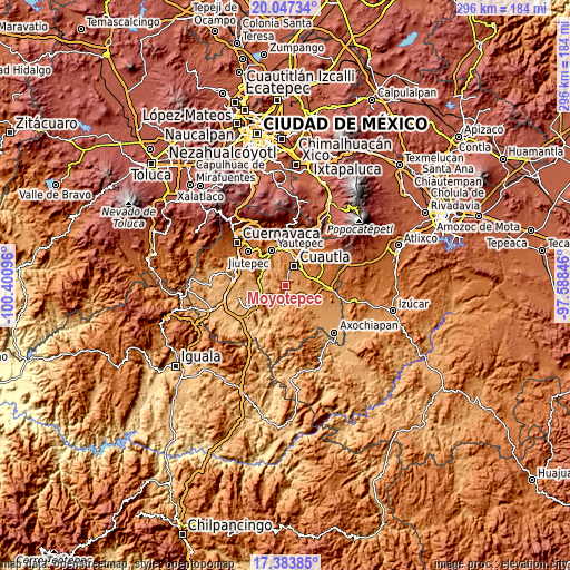 Topographic map of Moyotepec