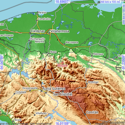 Topographic map of Moyos