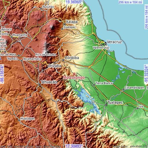 Topographic map of Motzorongo