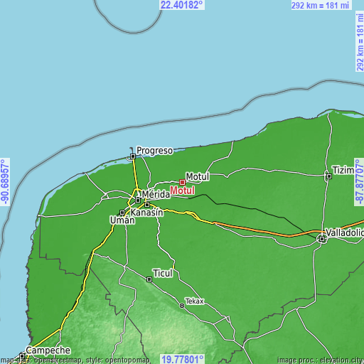 Topographic map of Motul