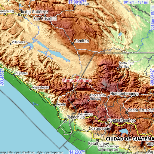 Topographic map of Monte Redondo