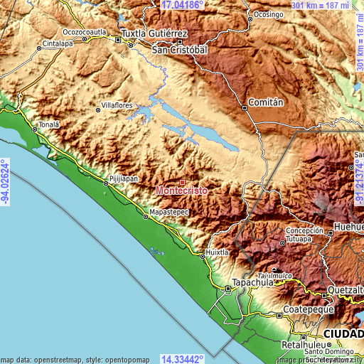 Topographic map of Montecristo