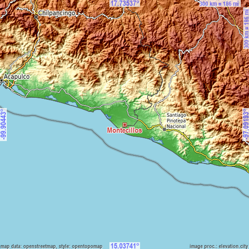 Topographic map of Montecillos