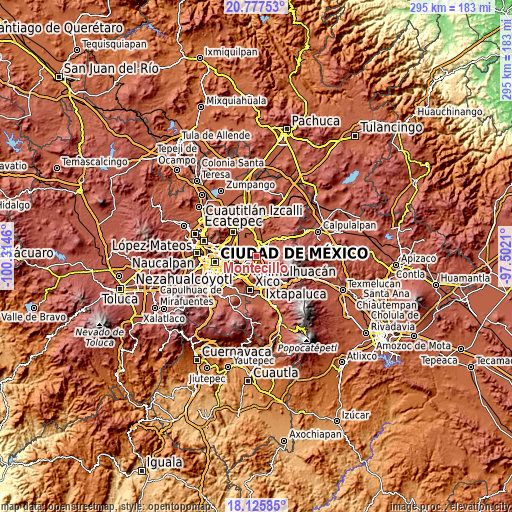 Topographic map of Montecillo