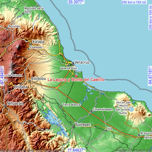 Topographic map of La Laguna y Monte del Castillo
