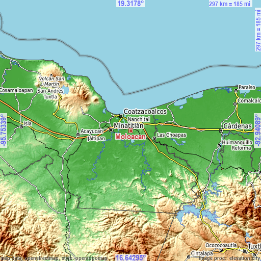 Topographic map of Moloacán