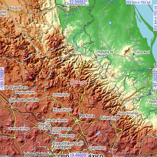 Topographic map of Molango