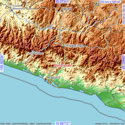 Topographic map of Mohoneras