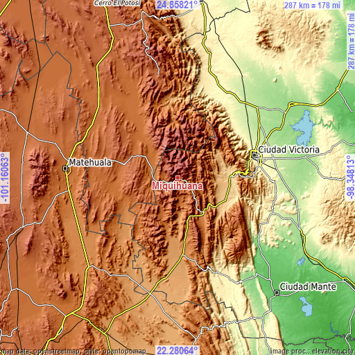 Topographic map of Miquihuana