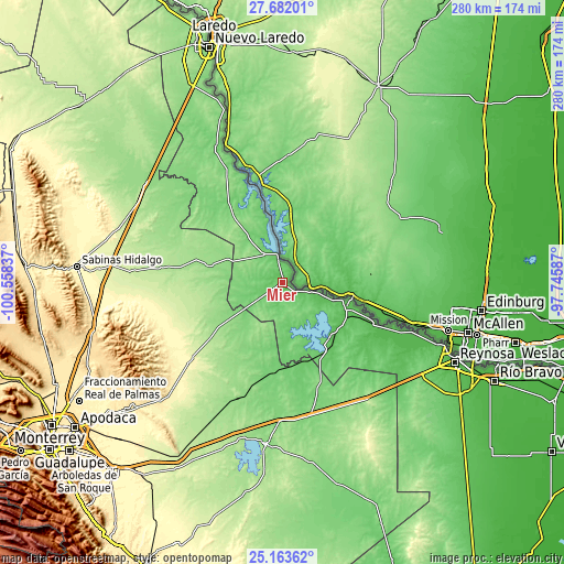 Topographic map of Mier