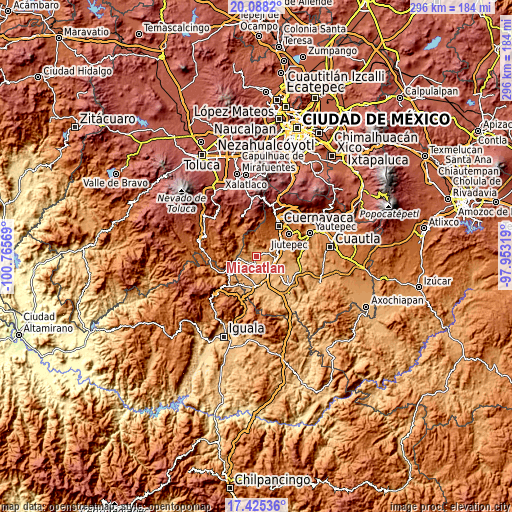 Topographic map of Miacatlán