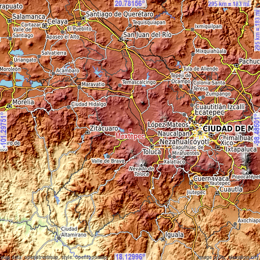 Topographic map of Mextepec