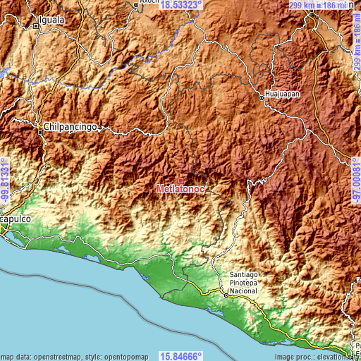 Topographic map of Metlatónoc