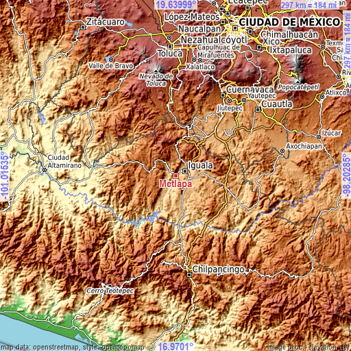 Topographic map of Metlapa