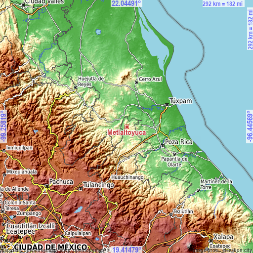 Topographic map of Metlaltoyuca