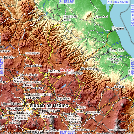 Topographic map of Metepec