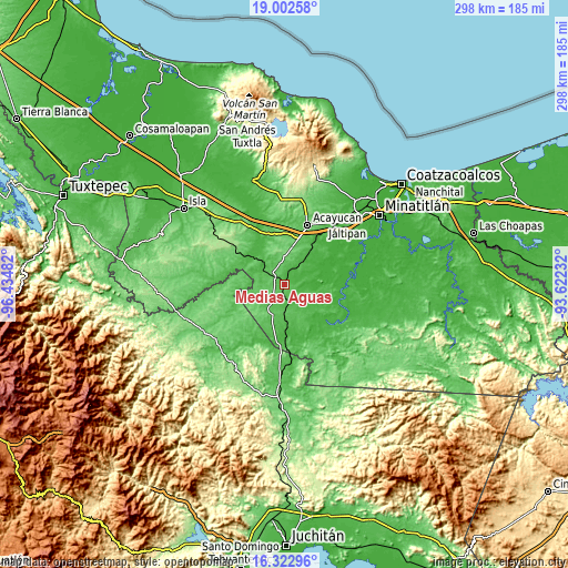 Topographic map of Medias Aguas