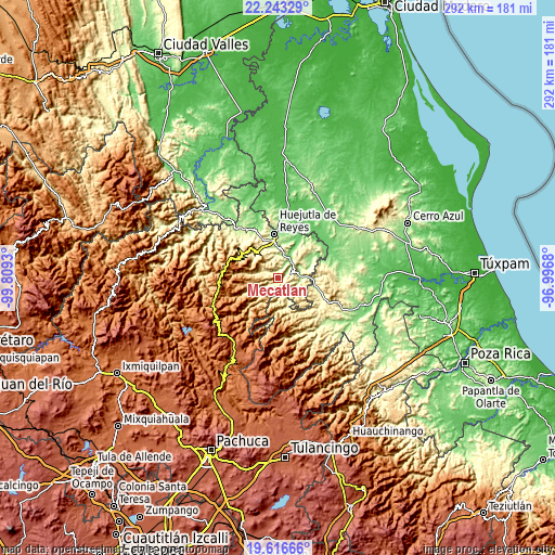 Topographic map of Mecatlán