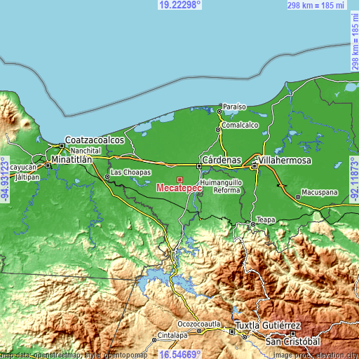 Topographic map of Mecatepec