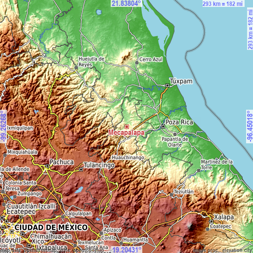 Topographic map of Mecapalapa