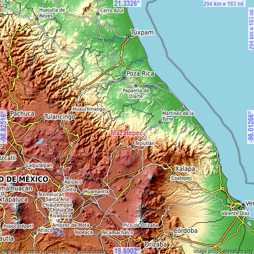 Topographic map of Mazatepec