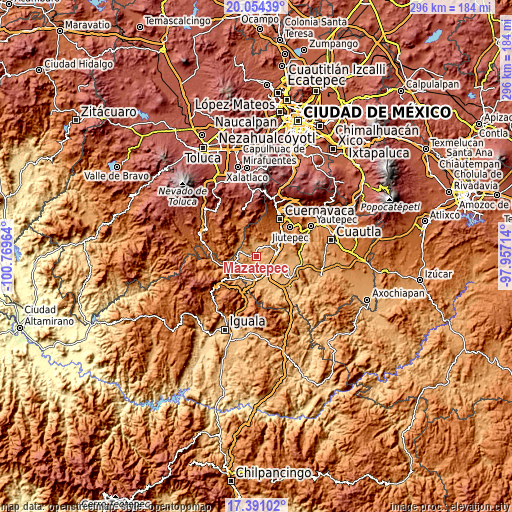 Topographic map of Mazatepec