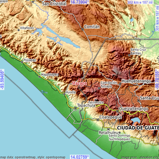 Topographic map of Mazapa