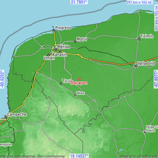 Topographic map of Mayapan