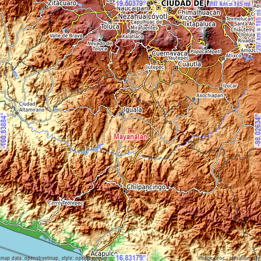 Topographic map of Mayanalán