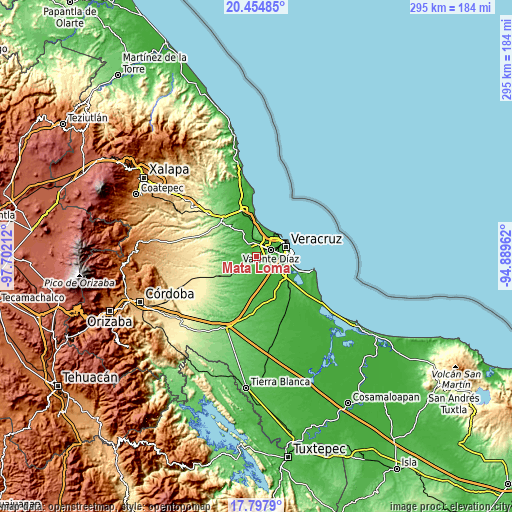 Topographic map of Mata Loma