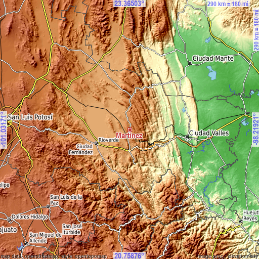 Topographic map of Martinez